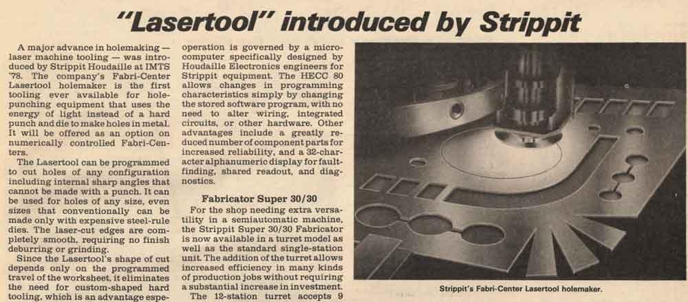 Laser cutting article from 1978 The FABRICATOR