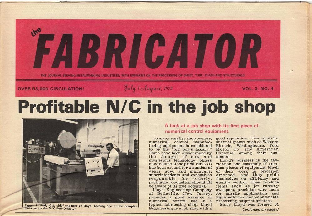 The FABRICATOR magazine from 1971
