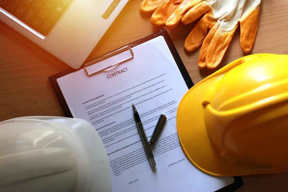 Contract for a construction project on a desk