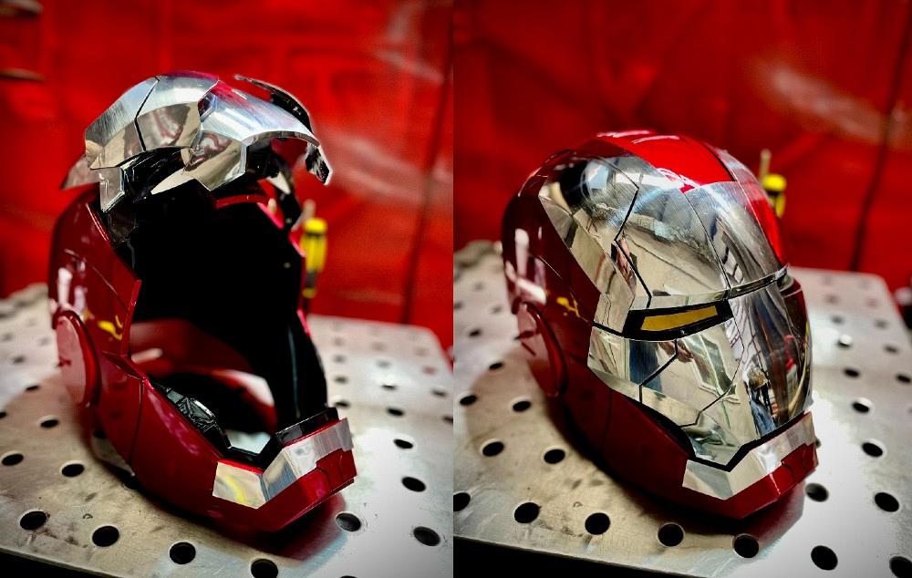 Iron man mask converted into a functional welding helmet