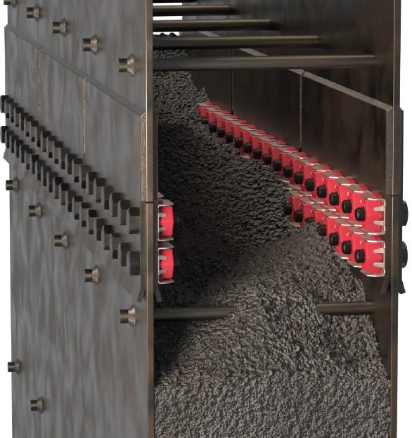 The inside of a steel wall is shown.