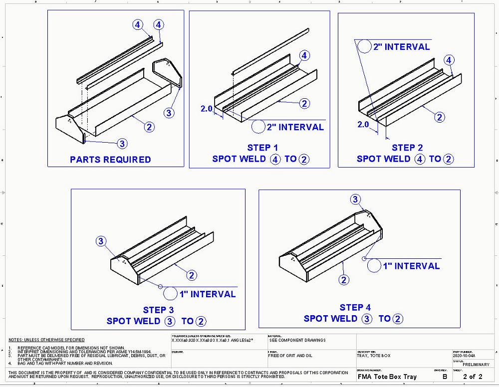This is an example of the weldment assembly being used to create step-by-step welding instructions.