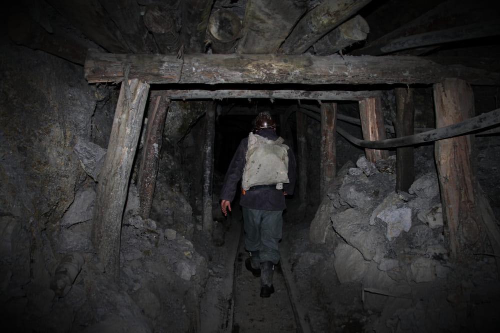 Miner in a Cerro Rico mine shaft