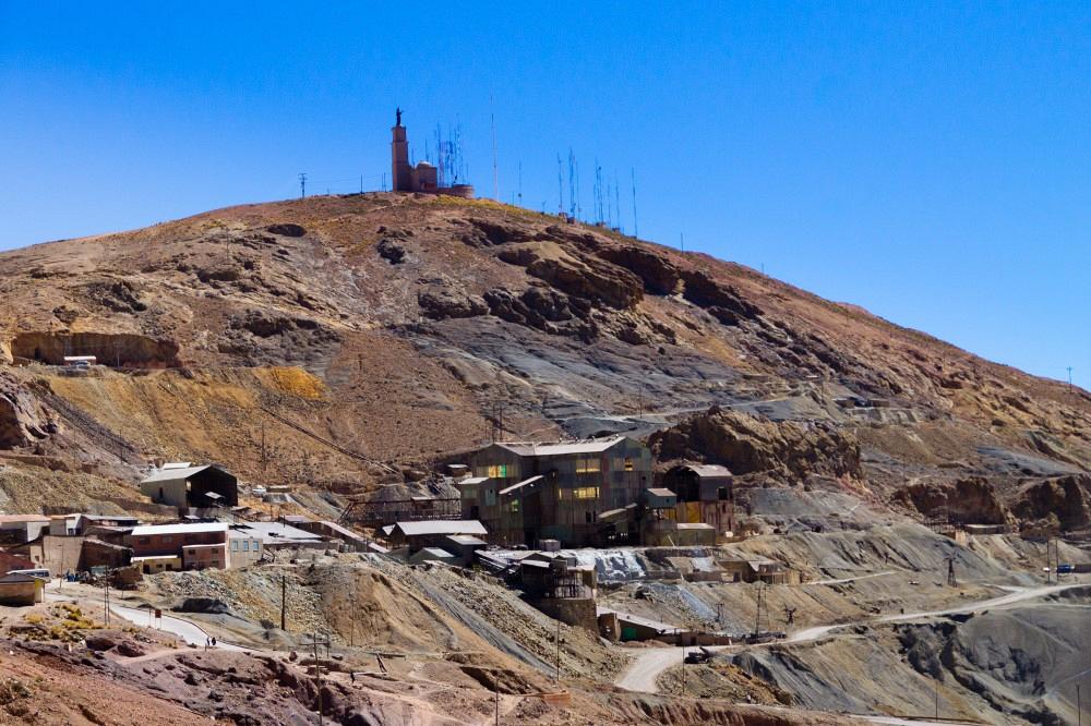 Cerro Rico mountain in Bolivia with mine shanties