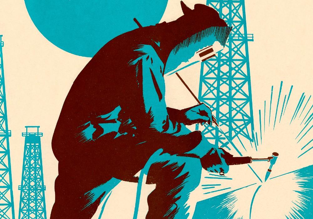 Illustration of a pipeline welder