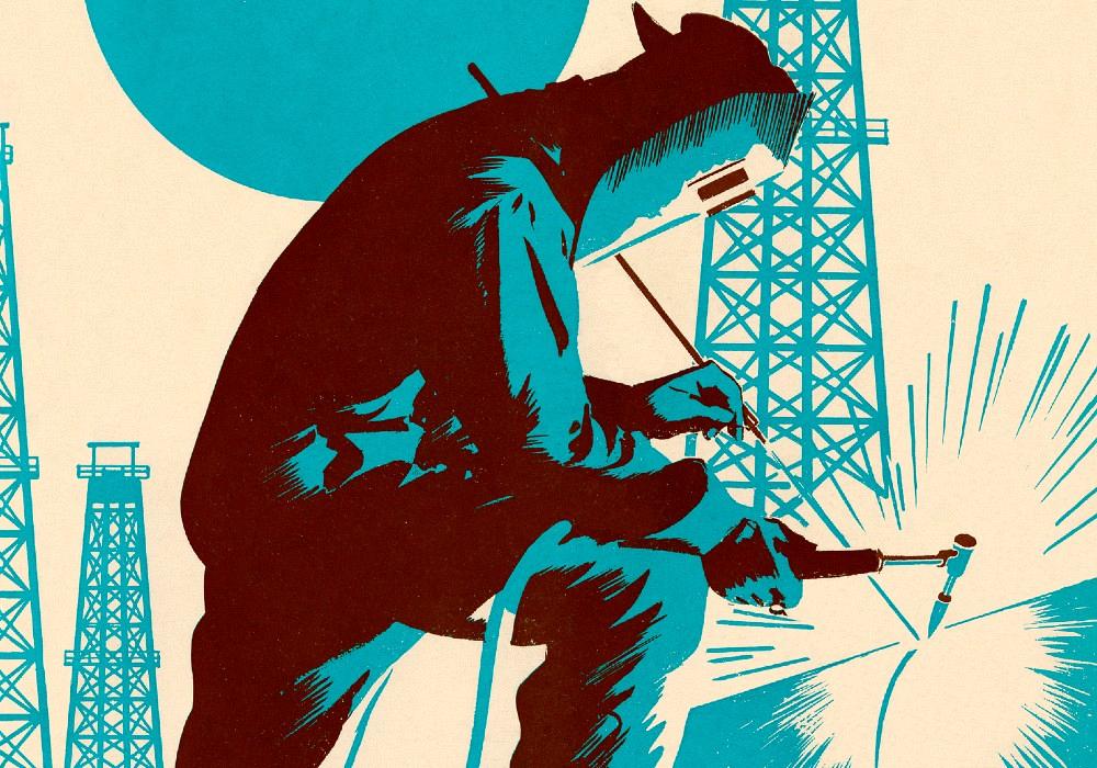 Illustration of a pipeline welder