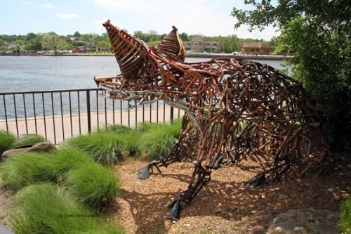 Fox sculpture made out of metal parts