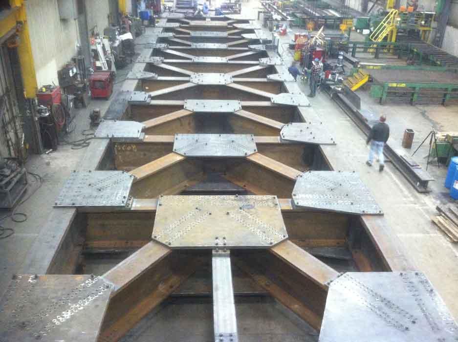  Structural steel trusses at fabrication facility