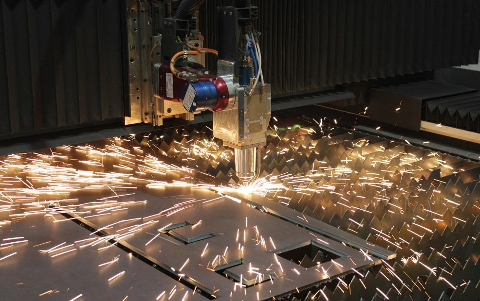 laser cutting machine making a bevel edge on sheet metal