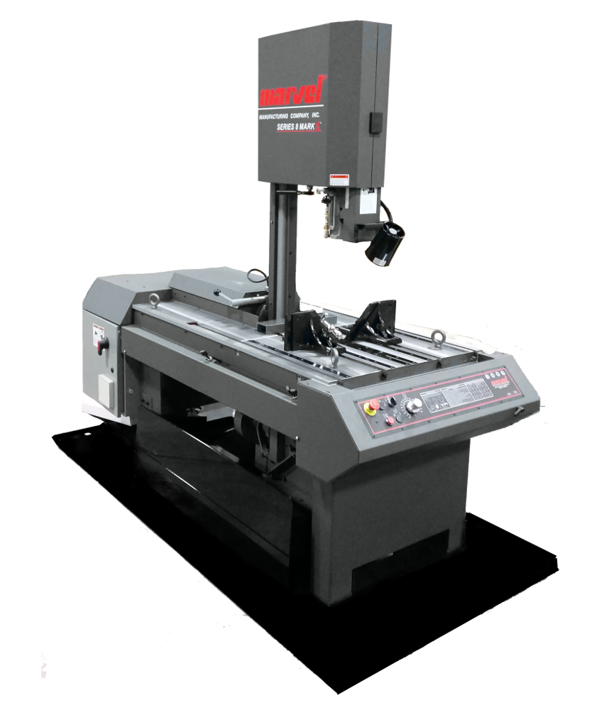 Blade drive updated on vertical tilt-frame band saw