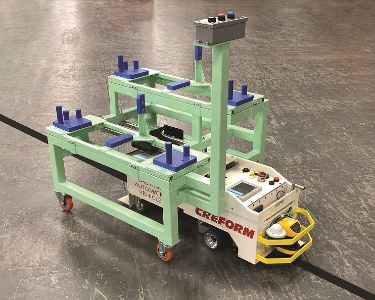 BST AGV from Creform holds automotive front-end modules during assembly