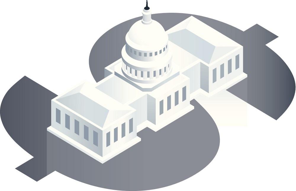Illustration of Capitol and dollar sign