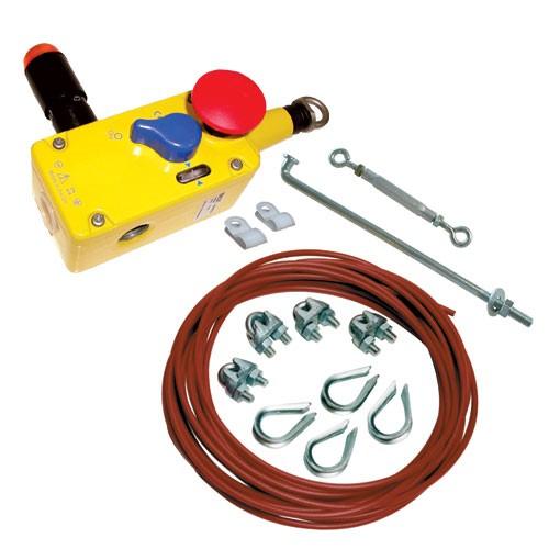 Emergency-stop assembly prevents machine operator injuries