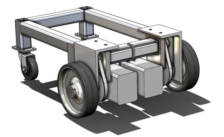 A CAD drawing of a cart is shown.