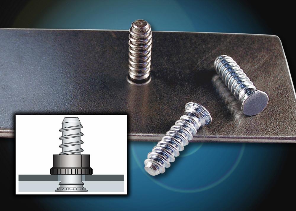 Flush-head studs designed for quick mating with plastic fasteners