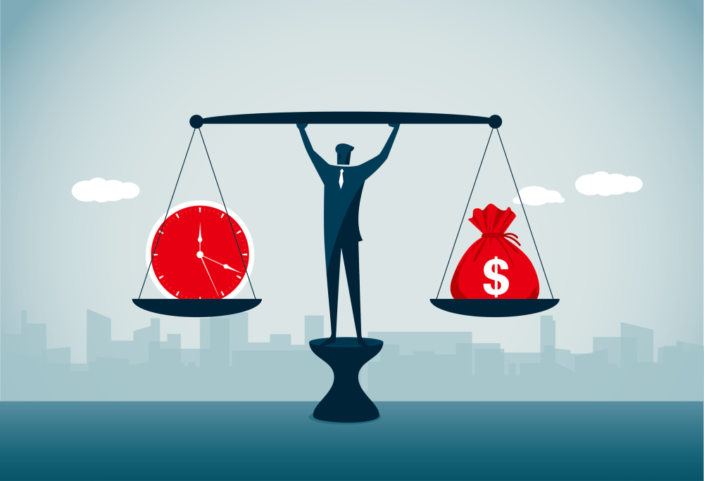 Illustration of balancing time and money