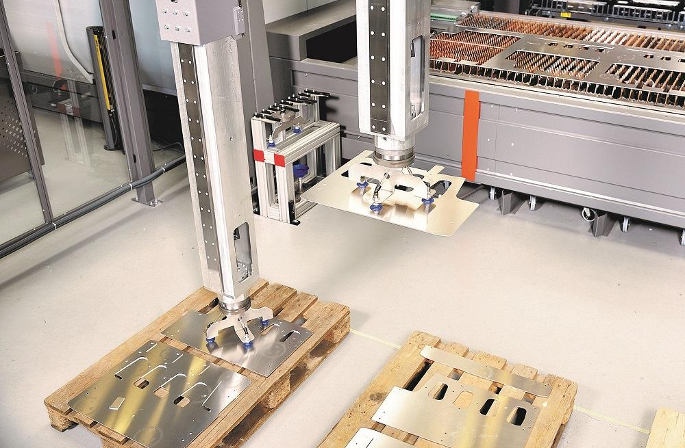 Automated material handling of metal part