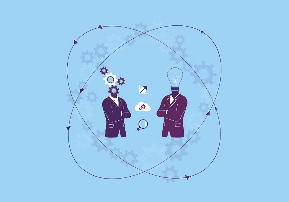 Illustration of a two businessmen in manufacturing