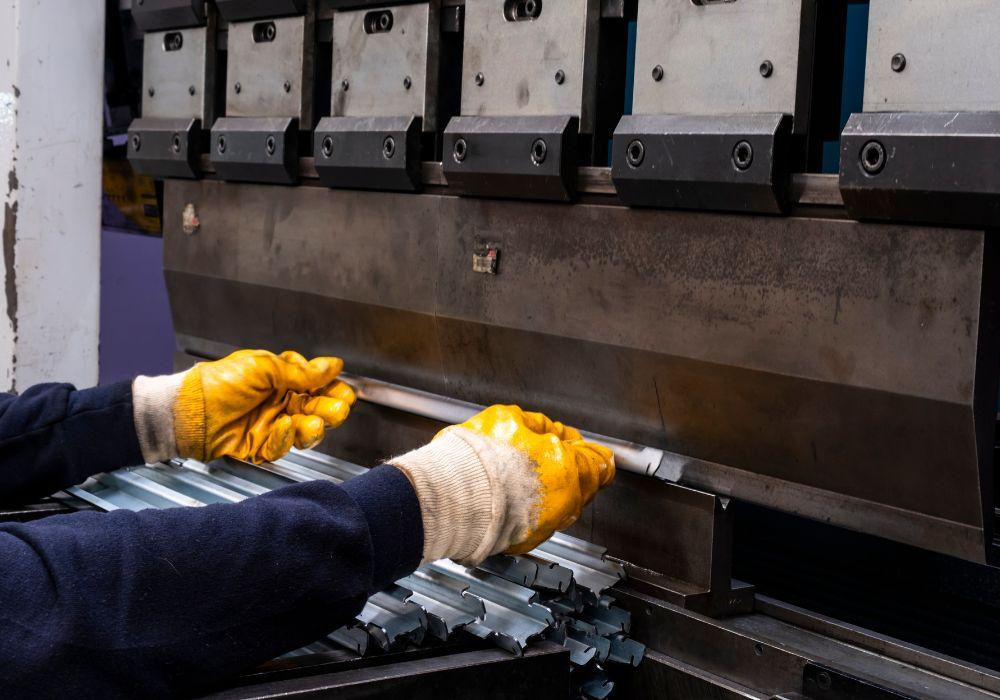 operating a press brake in a metal fabrication shop