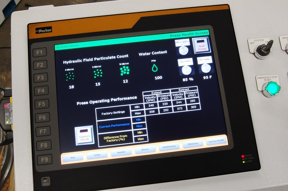 Control panel for a hydraulic press