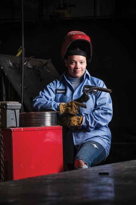 Young female welder