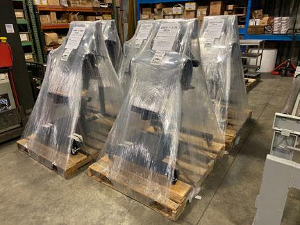 Pallets prepared with the Tornado Wrapper from TAB Industries