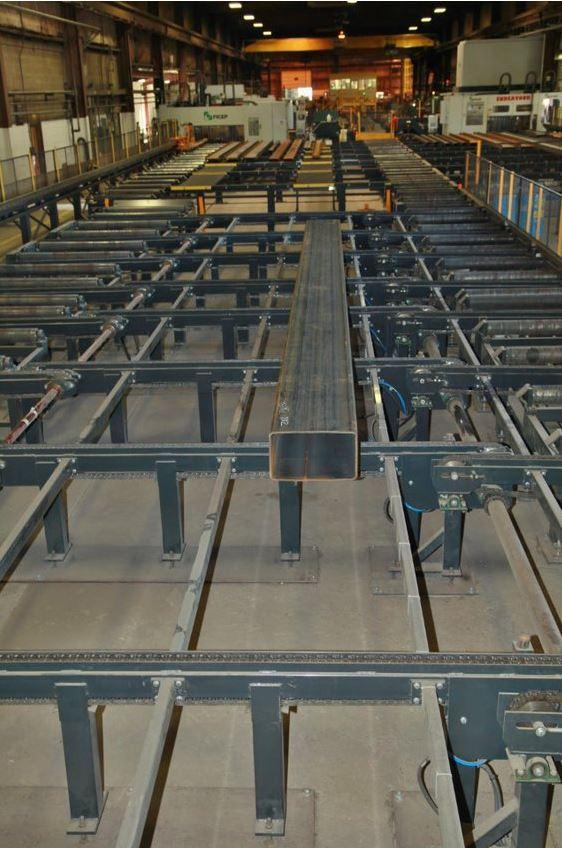Smart material handling systems can move beams easily through a shop. 