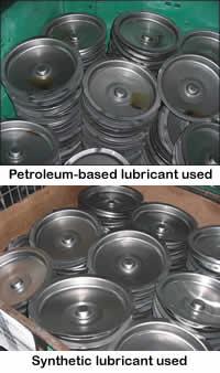 Synthetic lubricants on parts