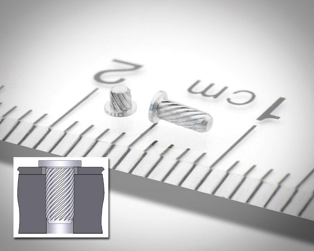 Pins function as fasteners in compact electronics