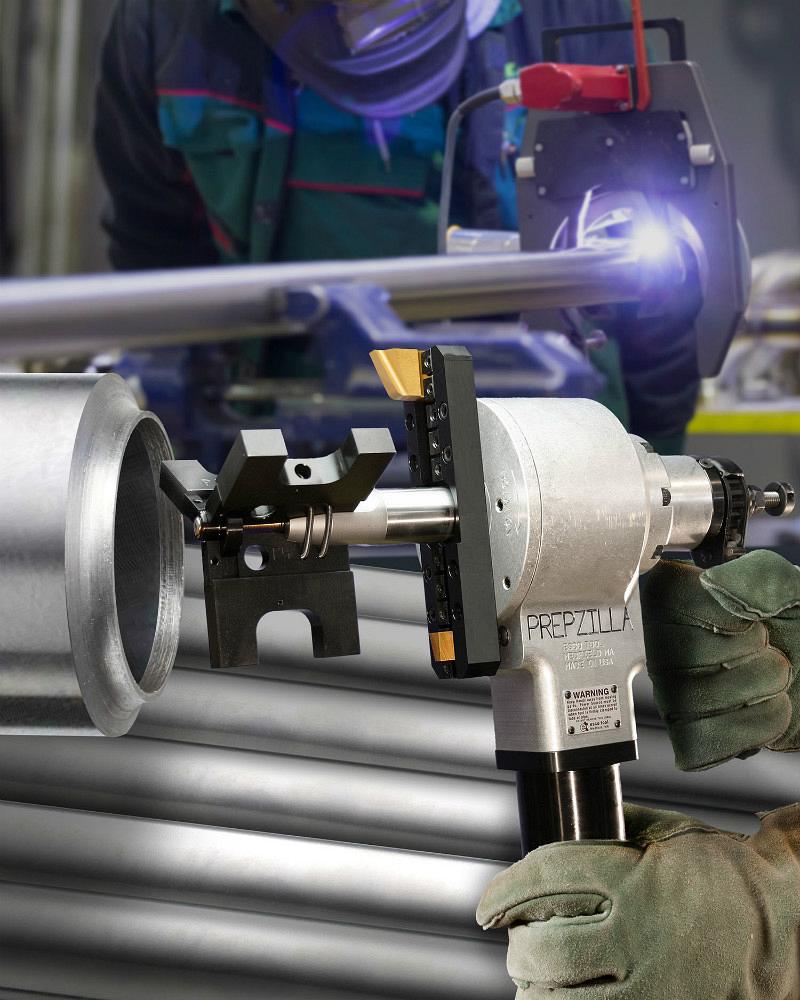 Prepzilla Pipe beveling machine creates J-preparation for orbital welding