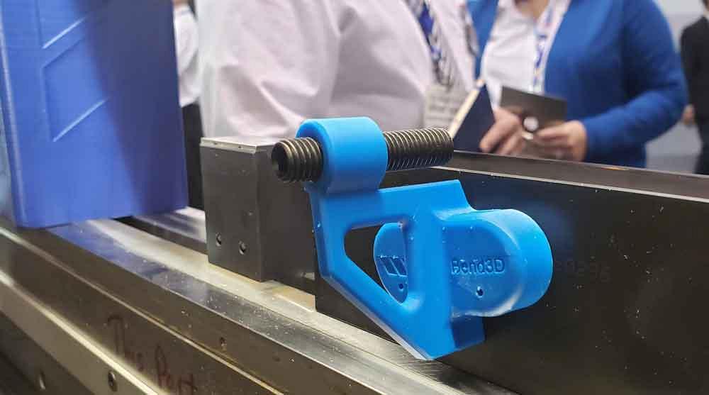 3D printed backgauge holder on a press brake