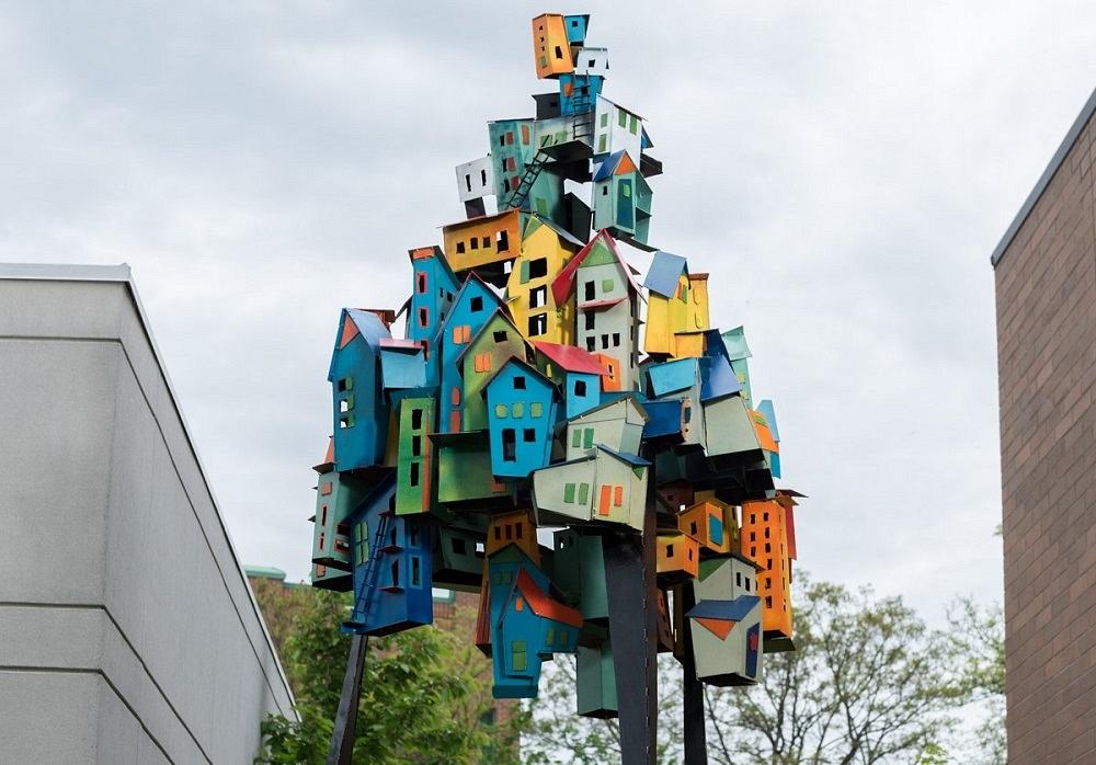 Rabi'a “Housing Crisis” metal art sculpture