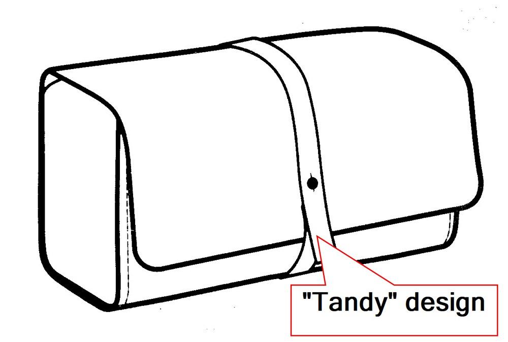 A drawing of a leather dopp kit is shown.