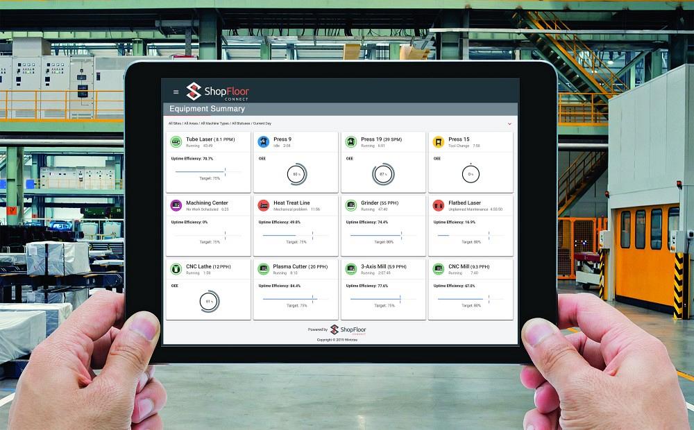 Shop floor software displays production efficiency data in real time