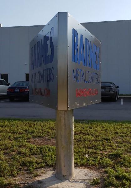 New business sign for metal fabricator