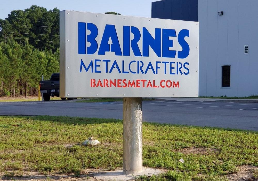Business sign for metal fabrication company