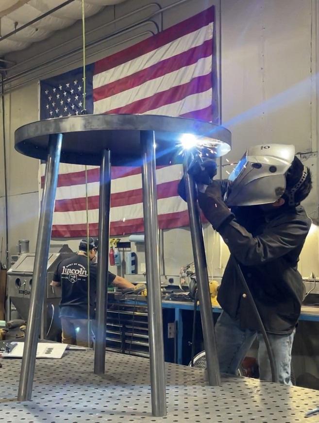 Welder working in a metal fabrication in Idaho