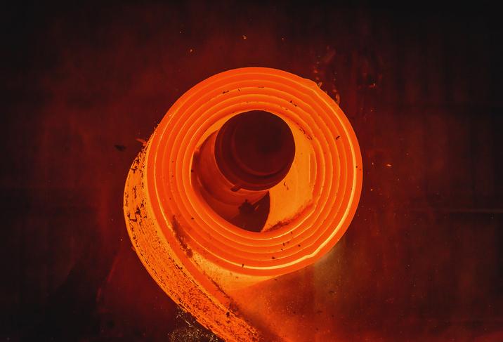 A hot-rolled coil of steel is produced.