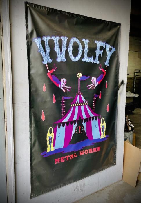 Vvolfy Metalworks logo.