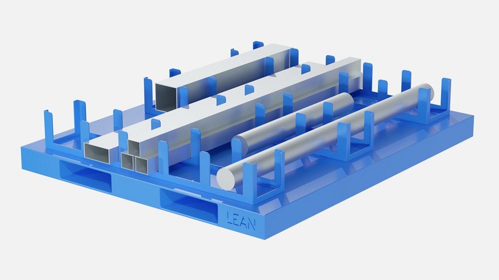 Storage rack handles round stock in a compact space