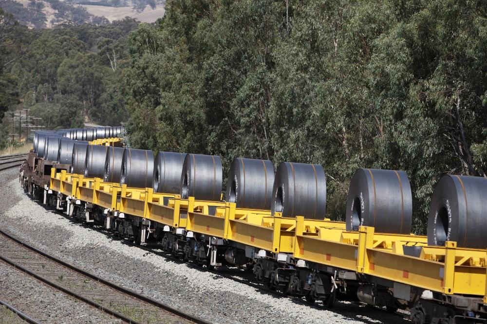 Steel coils delivered by train