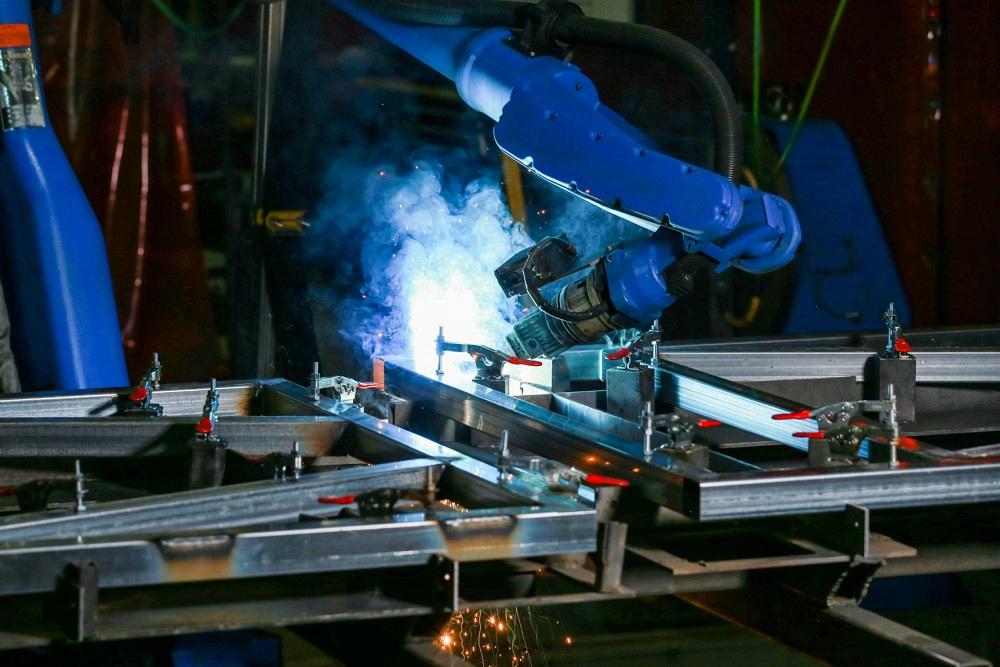 Robotic welding at metal fabrication shop