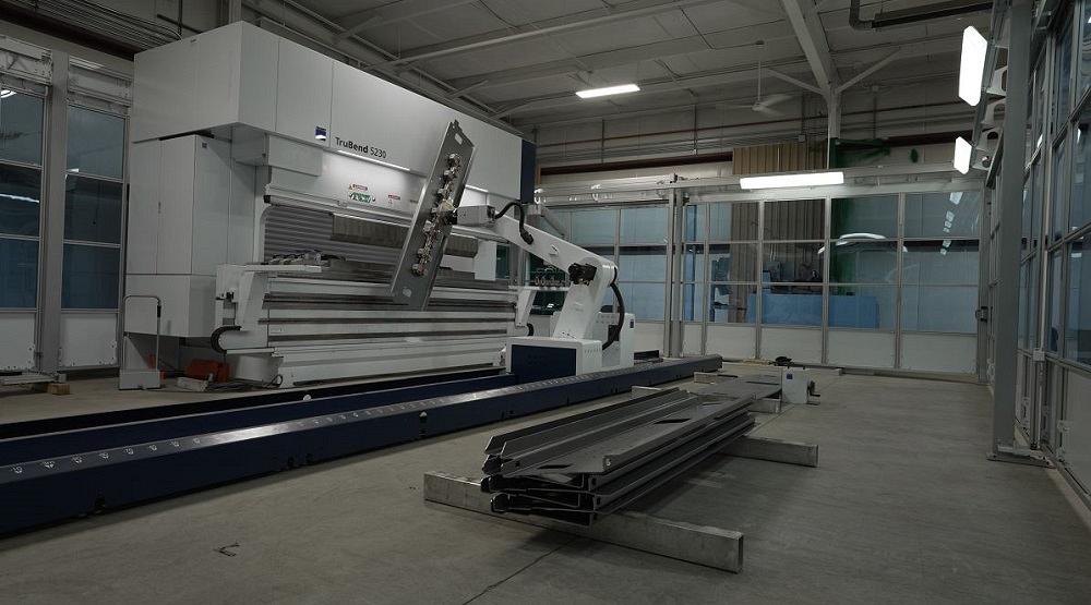 A TRUMPF TruBend 5230 automated bending cell processes awkward parts.