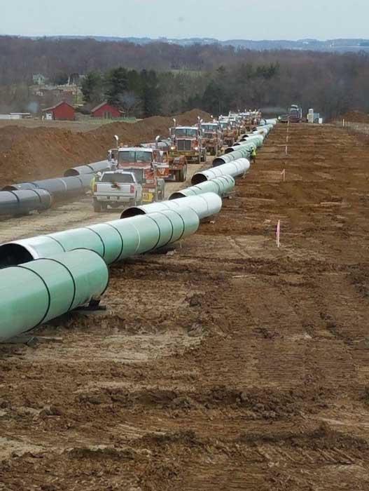Rows of pipeline waiting to be installed