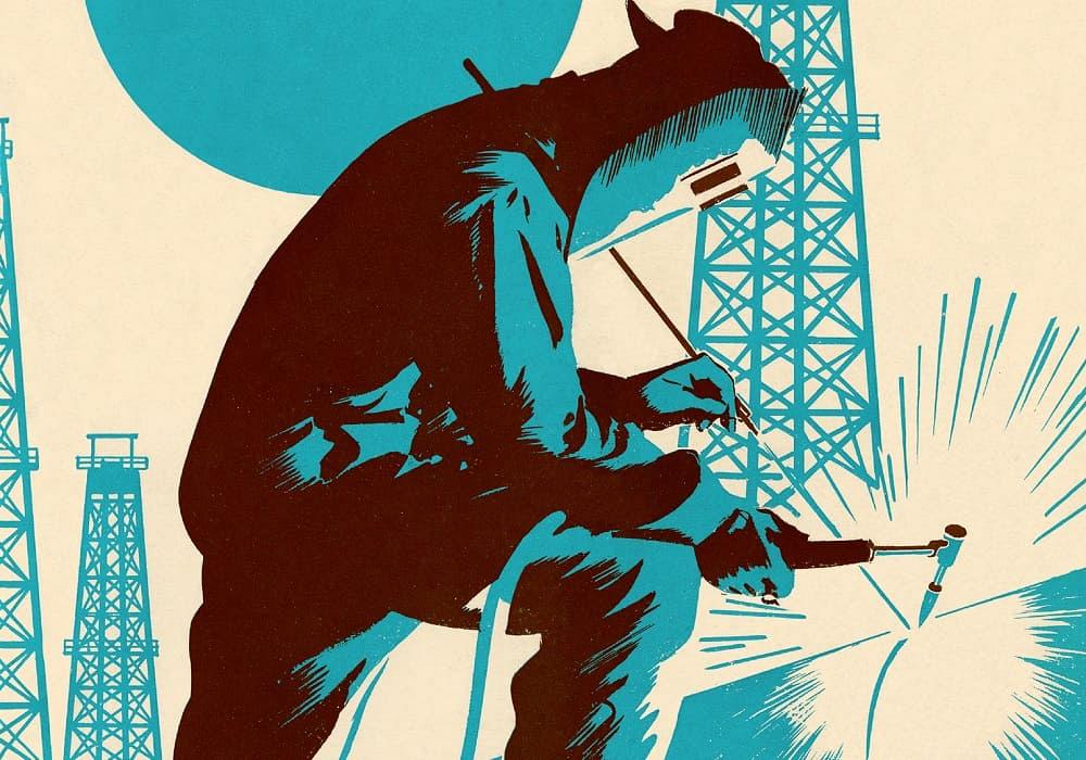 Illustration of a pipeline welder