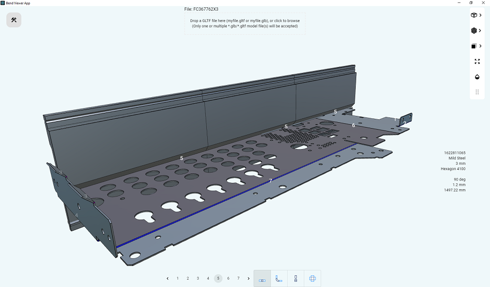 Graphic showing the simulation of a press brake process