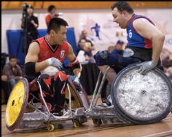 Wheelchair rugby players