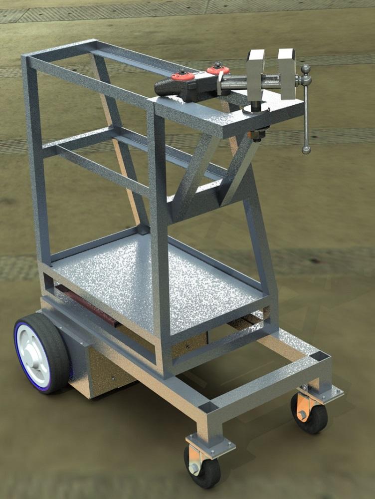 A 3D model of a shop cart is shown. 