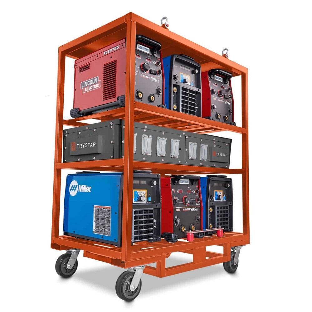Trystar Weld Rack moves and connects up to six welding machines