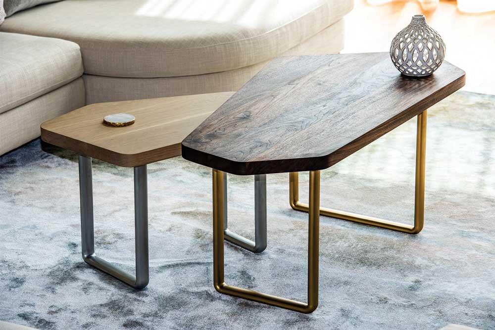 Metal legs for a two-stage coffee table